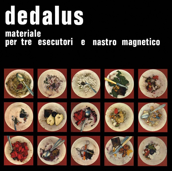 Copertina Disco Vinile 33 giri Materiale per tre esecutori e nastro magnetico di Dedalus